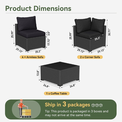 Set di divani componibili in vimini e rattan per patio