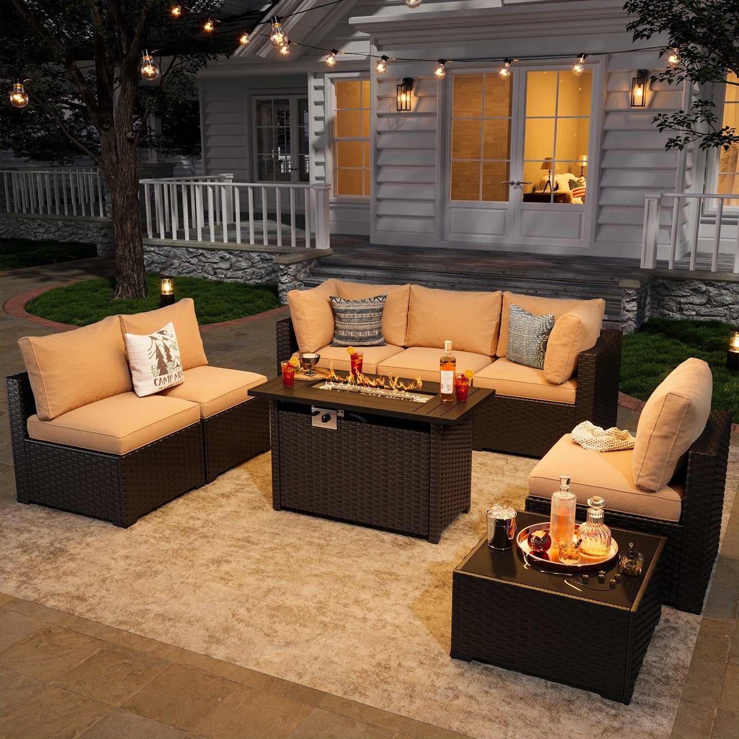 Set di divani componibili in vimini e rattan per patio