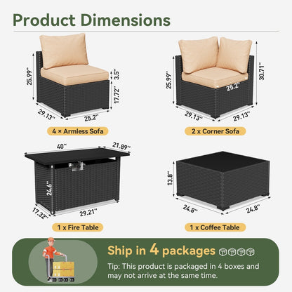 Set di divani componibili in vimini e rattan per patio