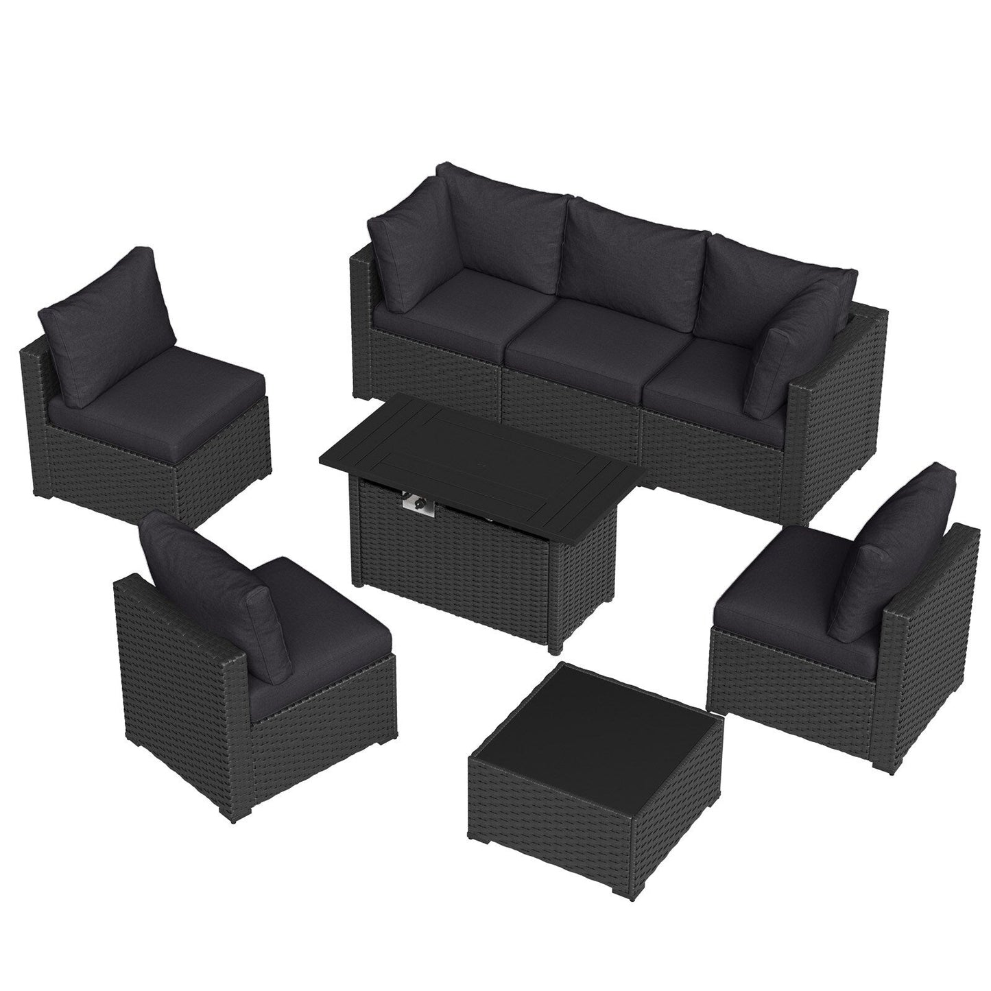 Set di divani componibili in vimini e rattan per patio