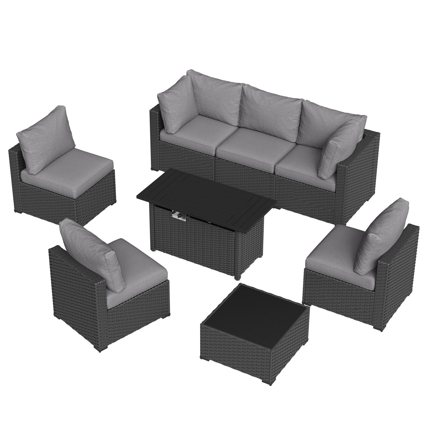 Set di divani componibili in vimini e rattan per patio