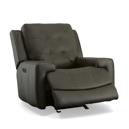Poltrona reclinabile elettrica Wicklow in pelle con poggiatesta elettrico di Flexsteel