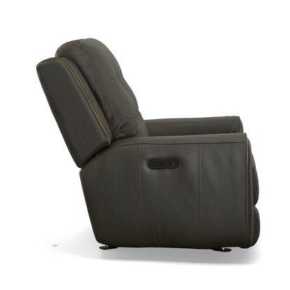 Poltrona reclinabile elettrica Wicklow in pelle con poggiatesta elettrico di Flexsteel