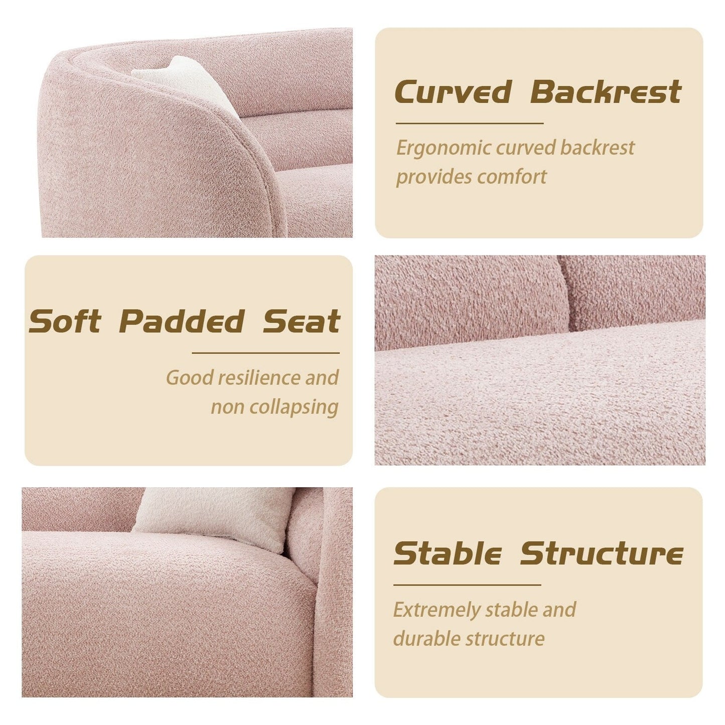 Divano curvo imbottito moderno contemporaneo 91 con 2 cuscini per soggiorno