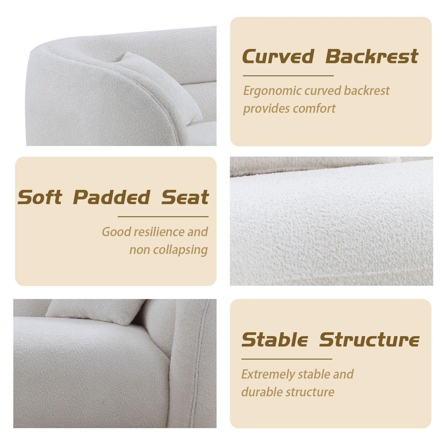 Divano curvo imbottito moderno contemporaneo 91 con 2 cuscini per soggiorno