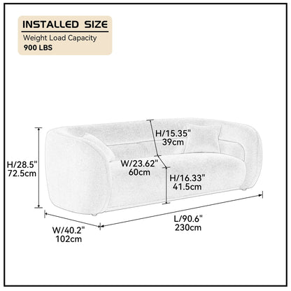 Divano curvo imbottito moderno contemporaneo 91 con 2 cuscini per soggiorno