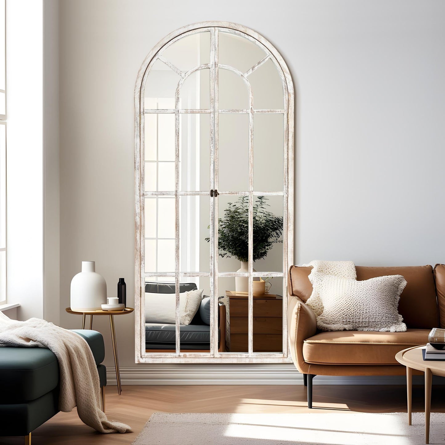 Specchio per finestra in legno ad arco 71'' L*31'' W