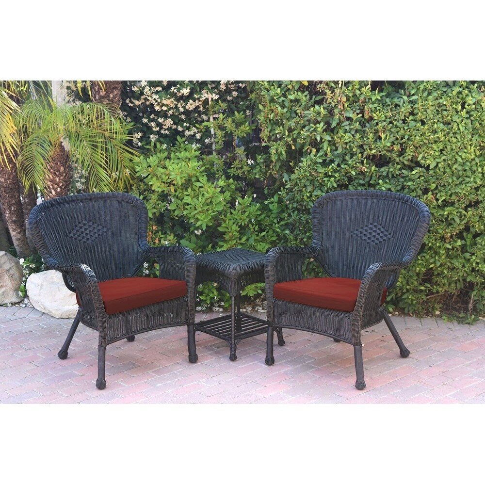 Set di sedie e tavolini in vimini nero Windsor con cuscino per sedia