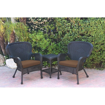 Set di sedie e tavolini in vimini nero Windsor con cuscino per sedia