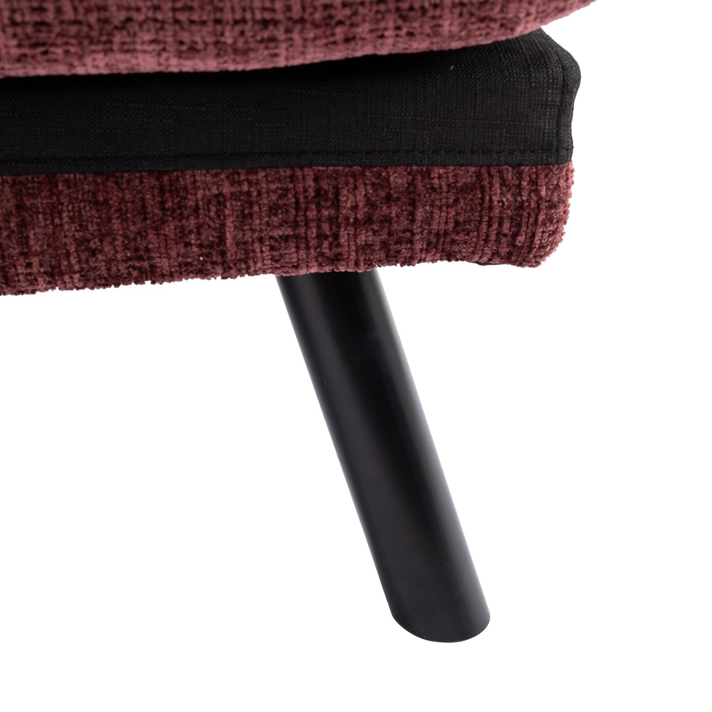 Divano letto futon convertibile in ciniglia rosso vino da 75,6 pollici con gambe in metallo per soggiorno