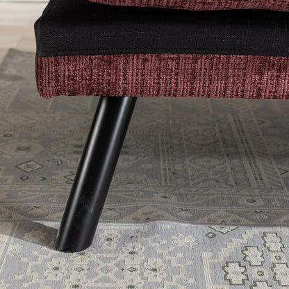 Divano letto futon convertibile in ciniglia rosso vino da 75,6 pollici con gambe in metallo per soggiorno