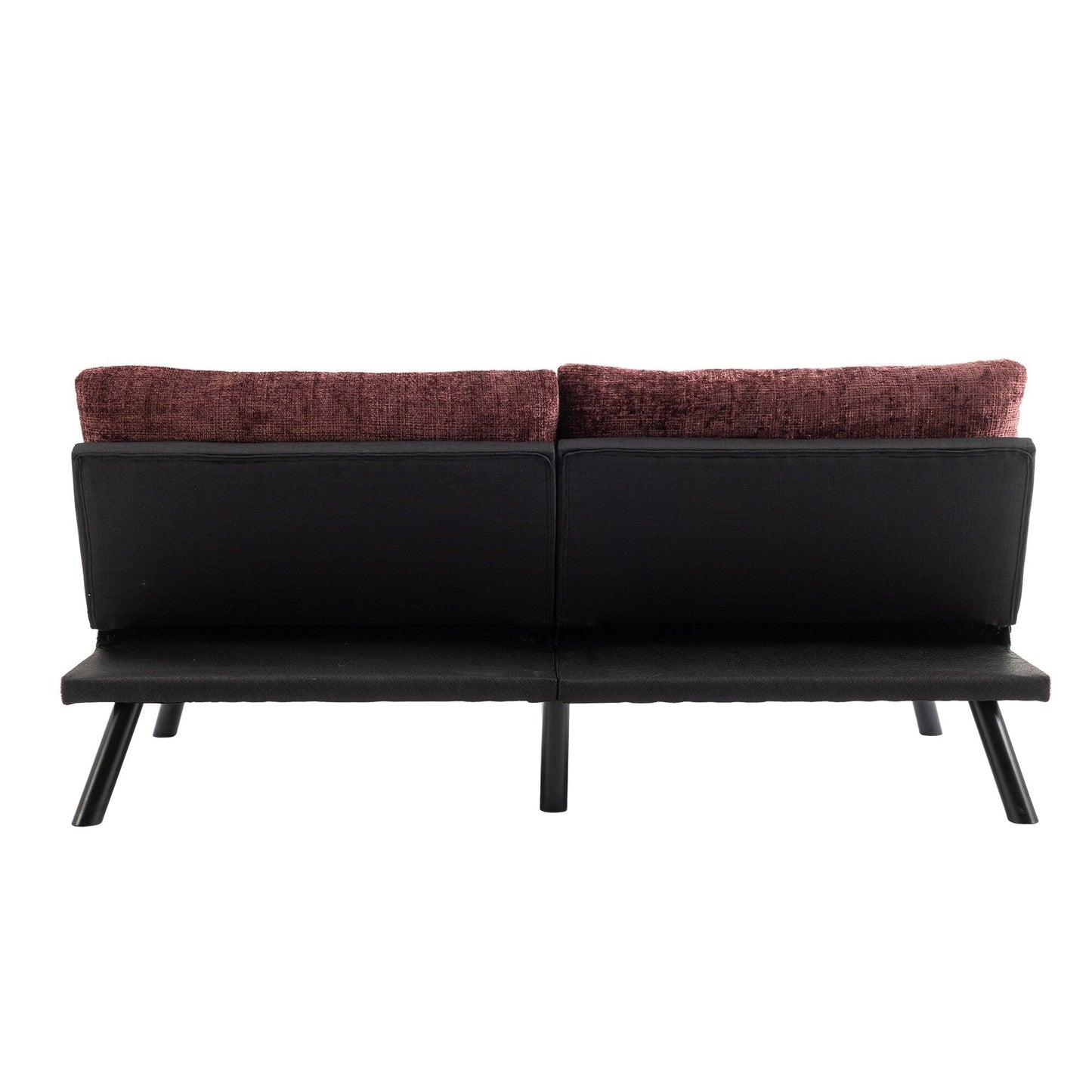Divano letto futon convertibile in ciniglia rosso vino