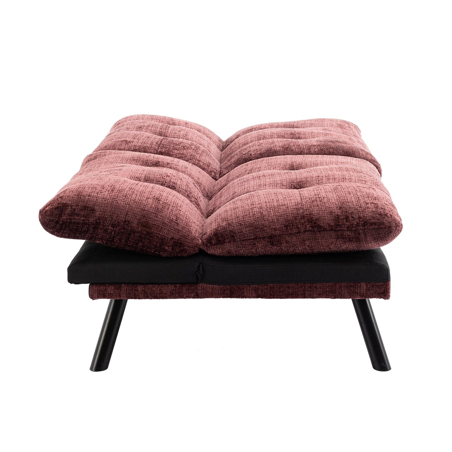 Divano letto futon convertibile in ciniglia rosso vino