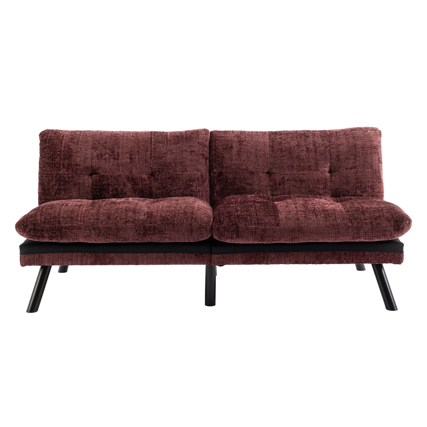 Divano letto futon convertibile in ciniglia rosso vino