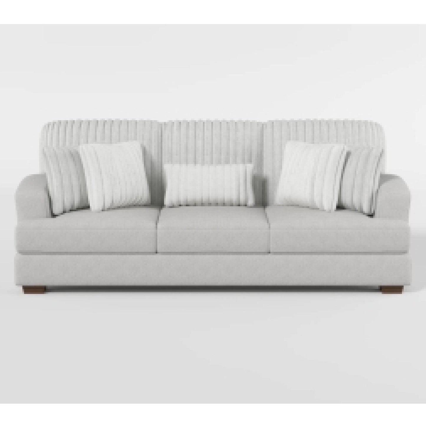 Divano Witz, 96 pollici, 5 cuscini, velluto a coste grigio chiaro