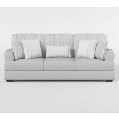 Divano Witz, 96 pollici, 5 cuscini, velluto a coste grigio chiaro