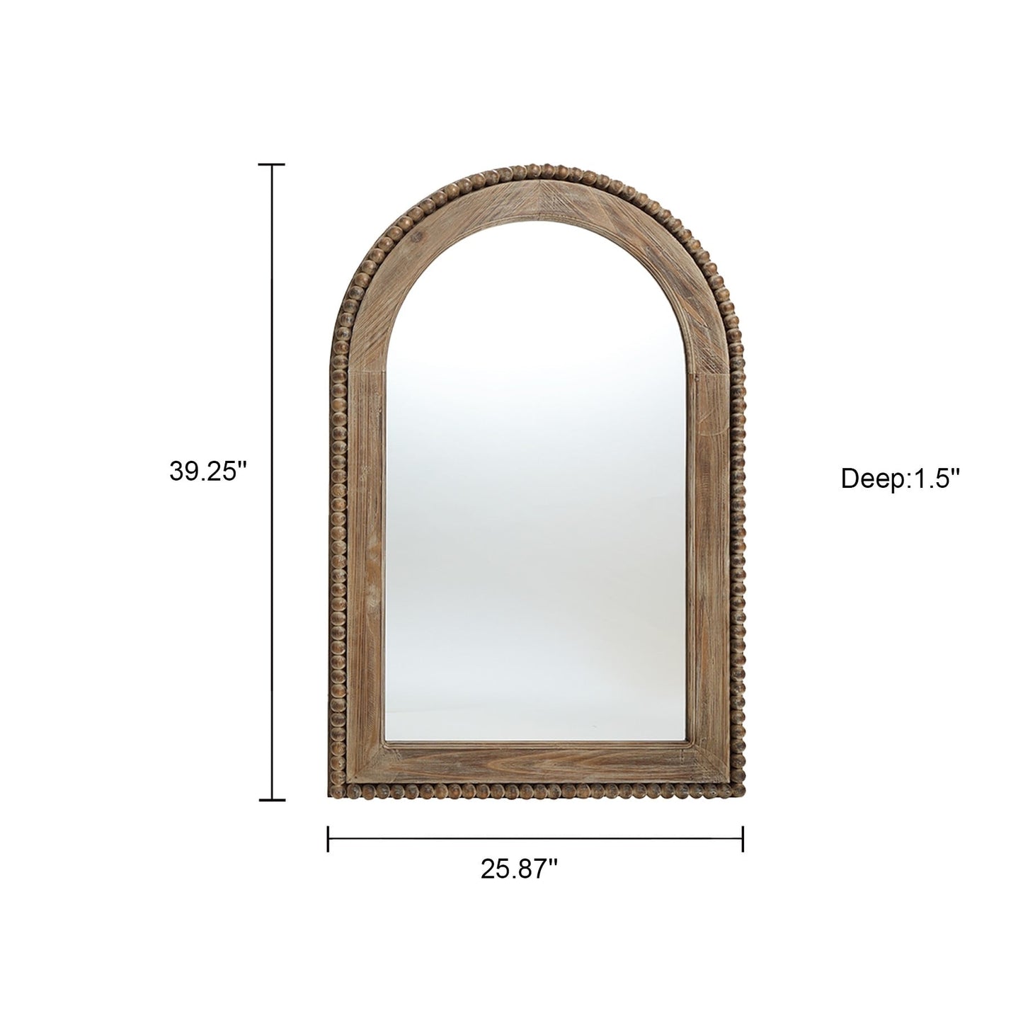 Specchio da parete con finestra ad arco e cornice in legno, specchio da parete per bagno - 39,25 A x 25,87 L x 1,5 P