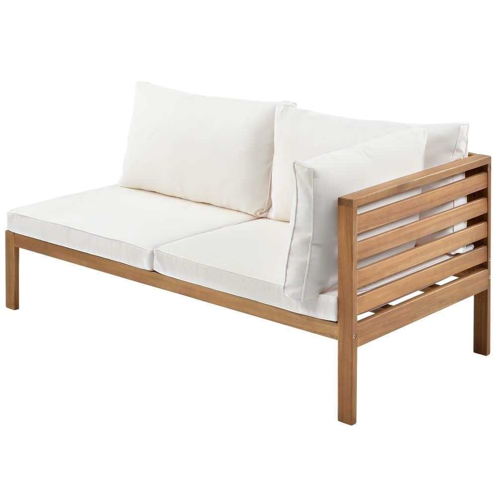 Set di divani da esterno moderni in legno da 5 pezzi con cuscini resistenti all'acqua