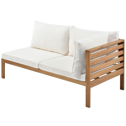 Set di divani da esterno moderni in legno da 5 pezzi con cuscini resistenti all'acqua