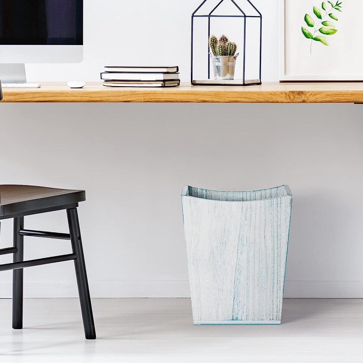 Cestino per rifiuti in legno, cestino per rifiuti in stile rustico da fattoria