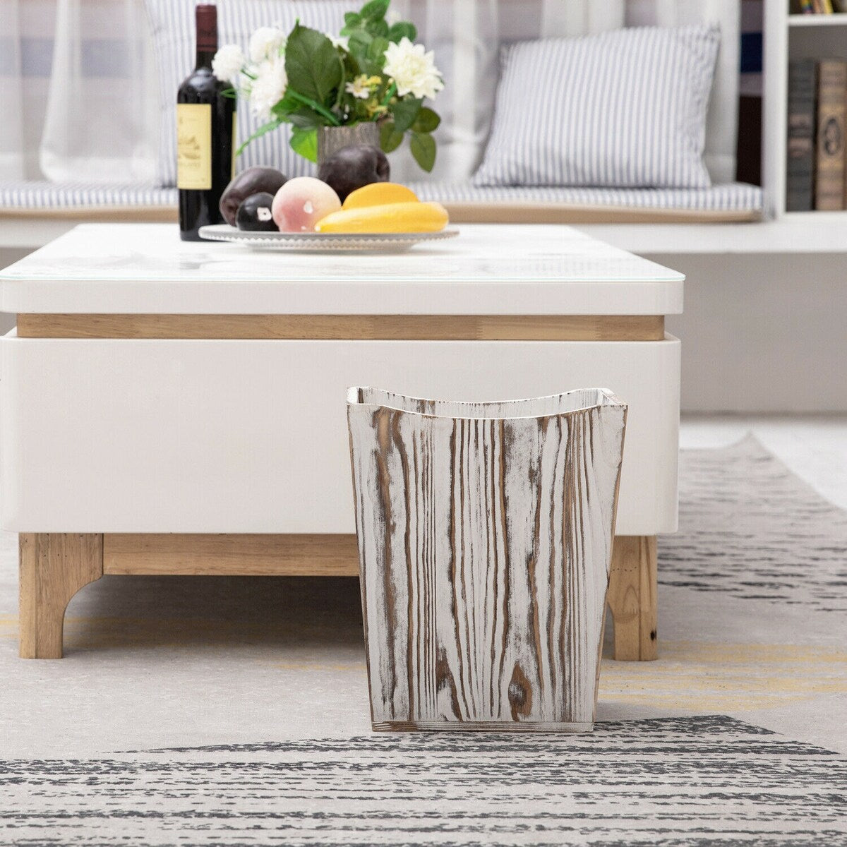 Cestino per rifiuti in legno, cestino per rifiuti in stile rustico da fattoria