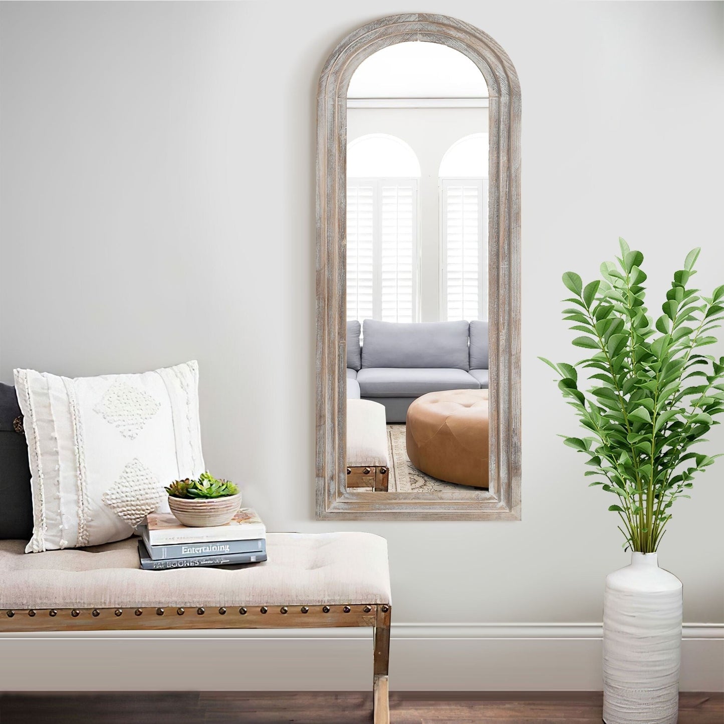 Specchio da parete in stile scala con cornice in legno - 64*21