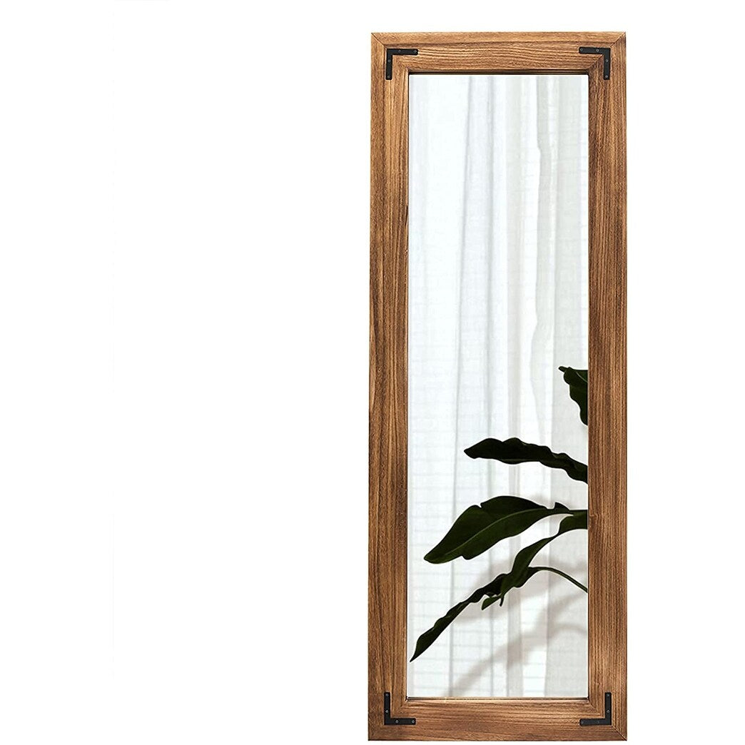 Specchio da terra a figura intera con cornice in legno rustico stile fattoria - 65x24