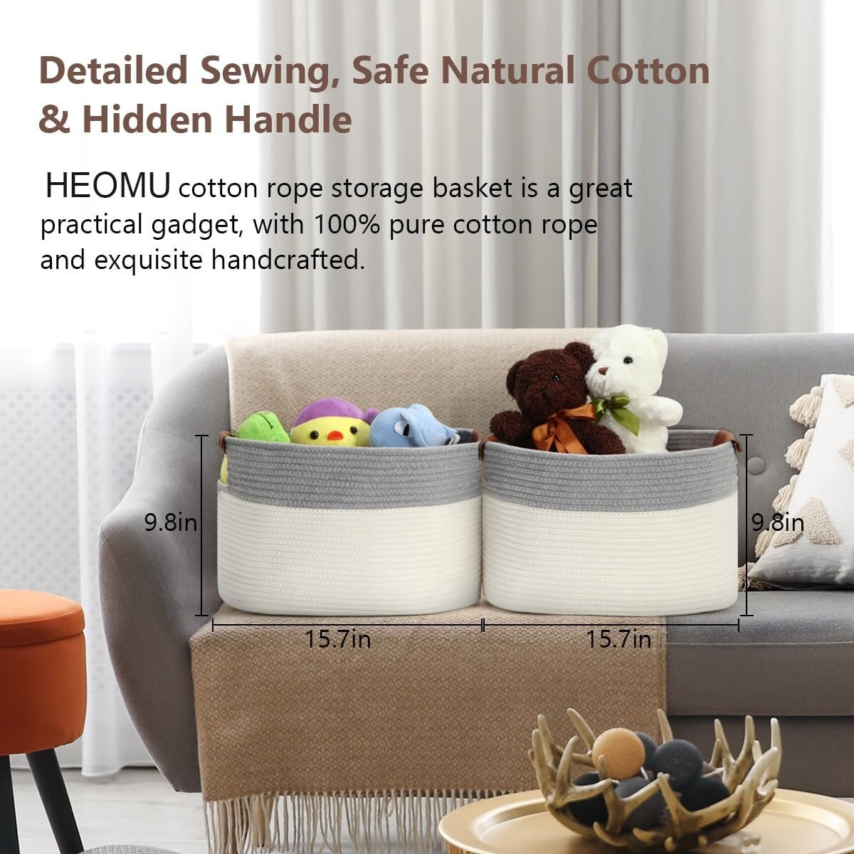 Cestini intrecciati per riporre oggetti, set da 3