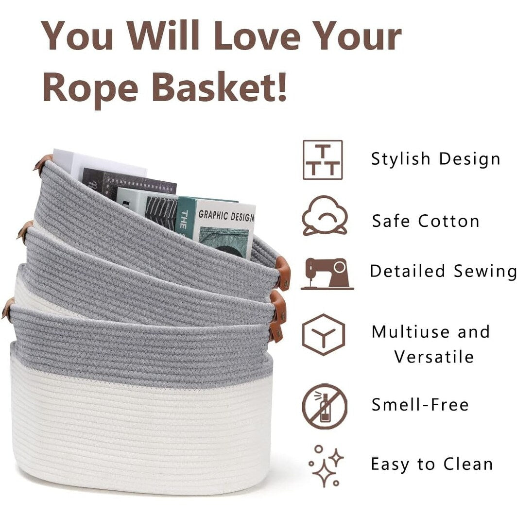 Cestini intrecciati per riporre oggetti, set da 3