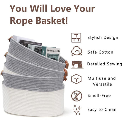 Cestini intrecciati per riporre oggetti, set da 3