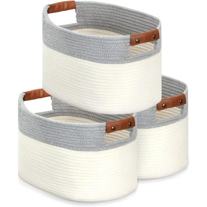 Cestini intrecciati per riporre oggetti, set da 3