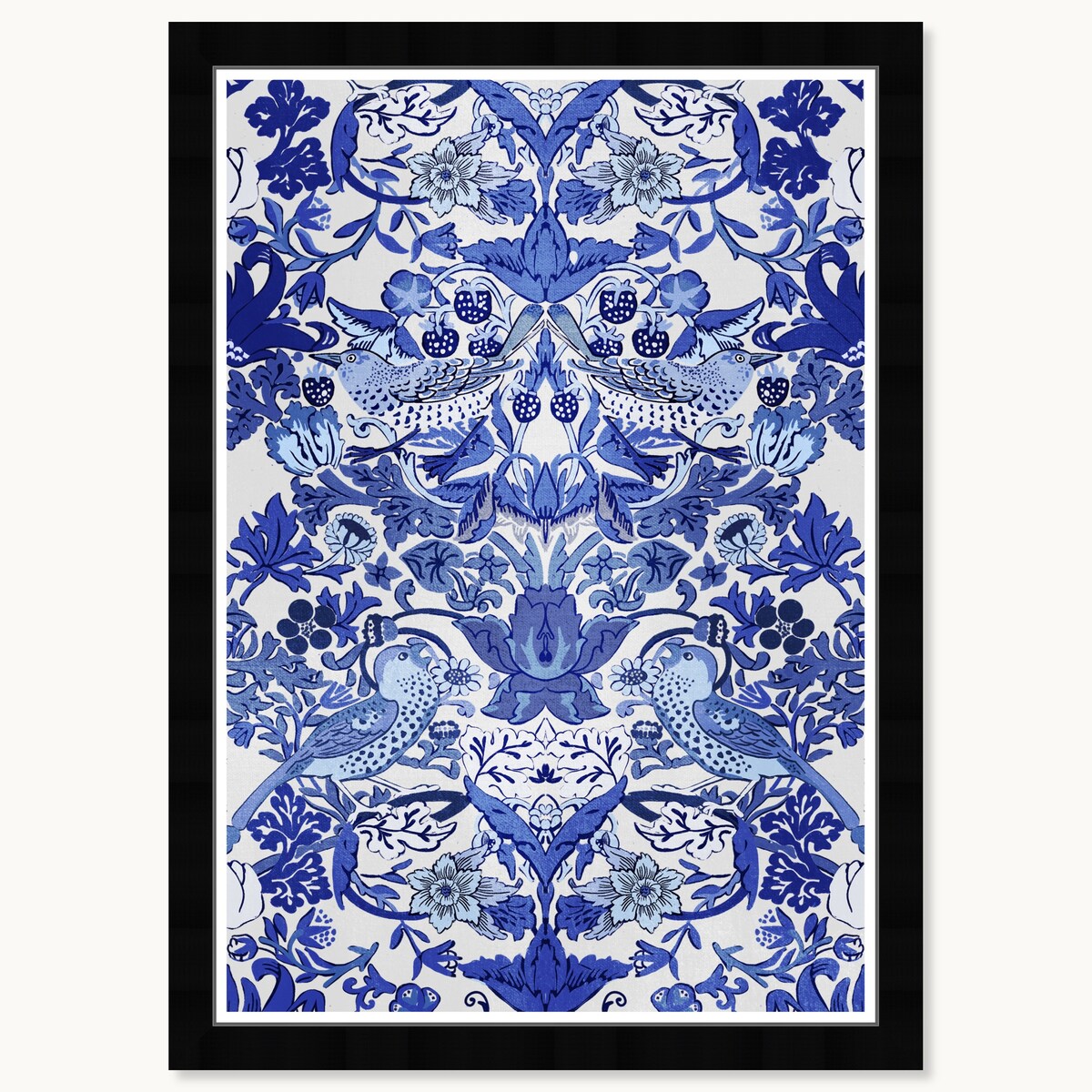 Stampe artistiche tropicali chinoiserie con cornice blu di Wynwood Studio Tropical Collage