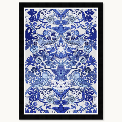 Stampe artistiche tropicali chinoiserie con cornice blu di Wynwood Studio Tropical Collage