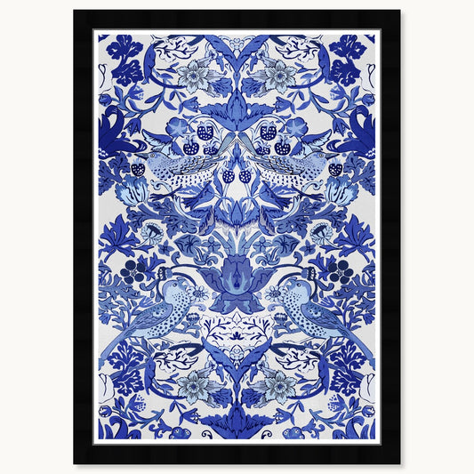 Stampe artistiche tropicali chinoiserie con cornice blu di Wynwood Studio Tropical Collage