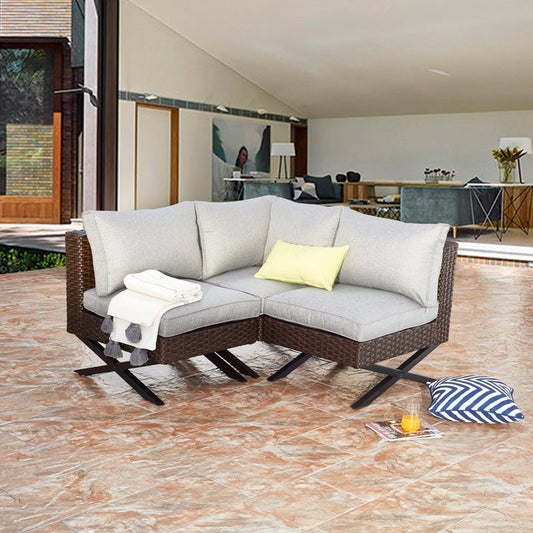 Divano da esterno Patio Festival X-Leg a 3 pezzi