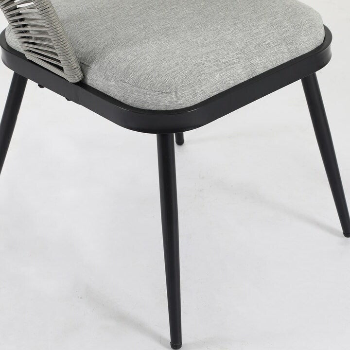 XINMICS 3 pezzi di mobili da giardino con schienale intagliato in corda intrecciata fatta a mano