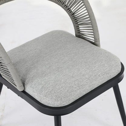 XINMICS 3 pezzi di mobili da giardino con schienale intagliato in corda intrecciata fatta a mano