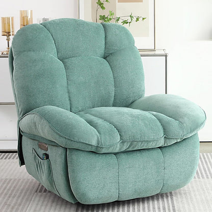 Poltrona reclinabile girevole elettrica XINMICS, poltrone reclinabili massaggianti con riscaldamento, USB, USB-C e tasca laterale