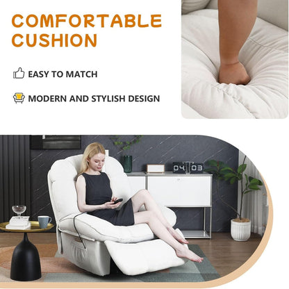 Poltrona reclinabile girevole elettrica XINMICS, poltrone reclinabili massaggianti con riscaldamento, USB, USB-C e tasca laterale