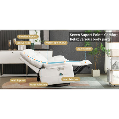 Poltrona reclinabile girevole XINMICS, poltrona reclinabile elettrica Glider con massaggio e riscaldamento