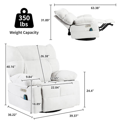 Poltrona reclinabile girevole XINMICS, poltrona reclinabile elettrica Glider con massaggio e riscaldamento