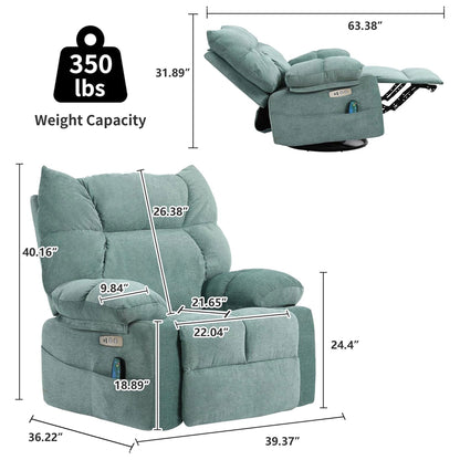 Poltrona reclinabile girevole XINMICS, poltrona reclinabile elettrica Glider con massaggio e riscaldamento