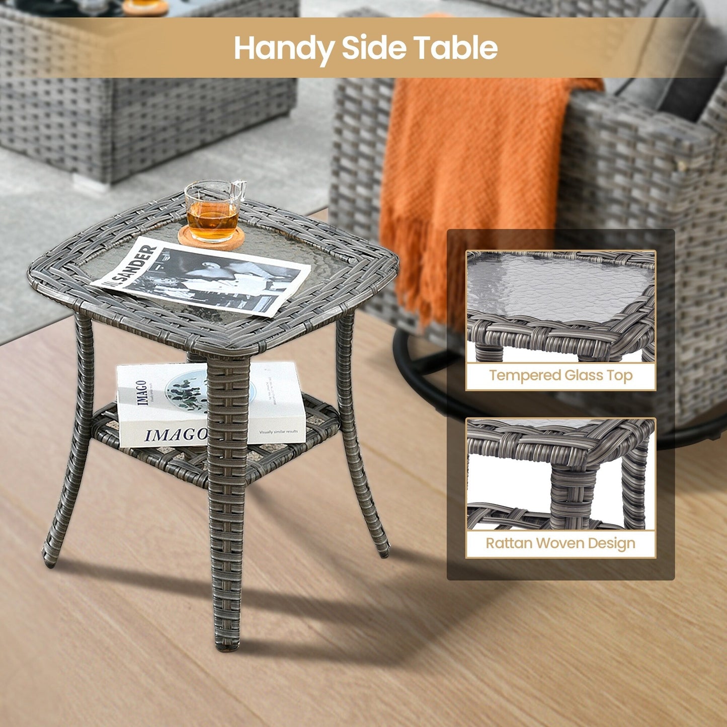 Set di mobili da giardino XIZZI da 10 pezzi con tavolo da fuoco