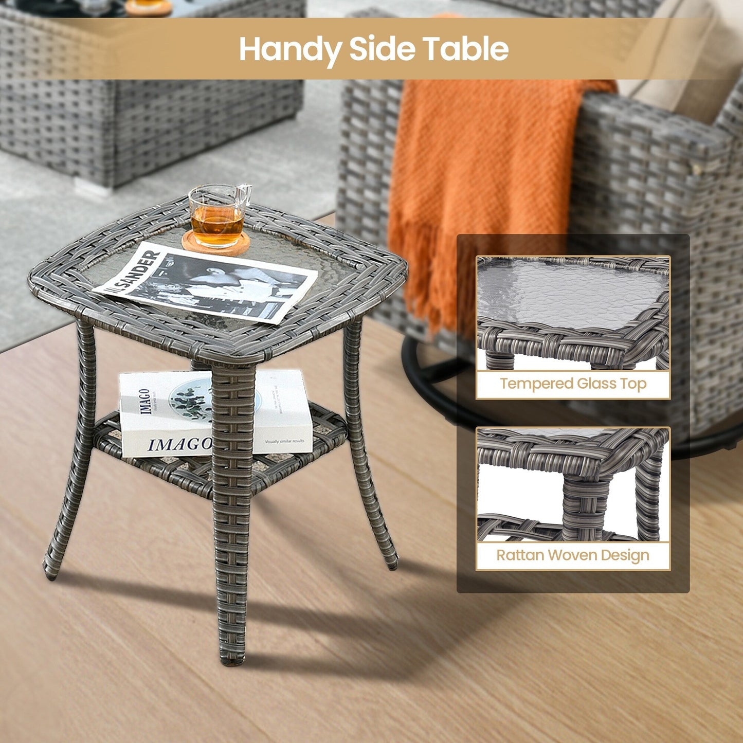 Set di mobili da giardino XIZZI da 10 pezzi con tavolo da fuoco