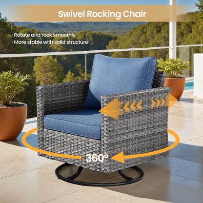 Set di mobili da giardino XIZZI da 10 pezzi con tavolo da fuoco