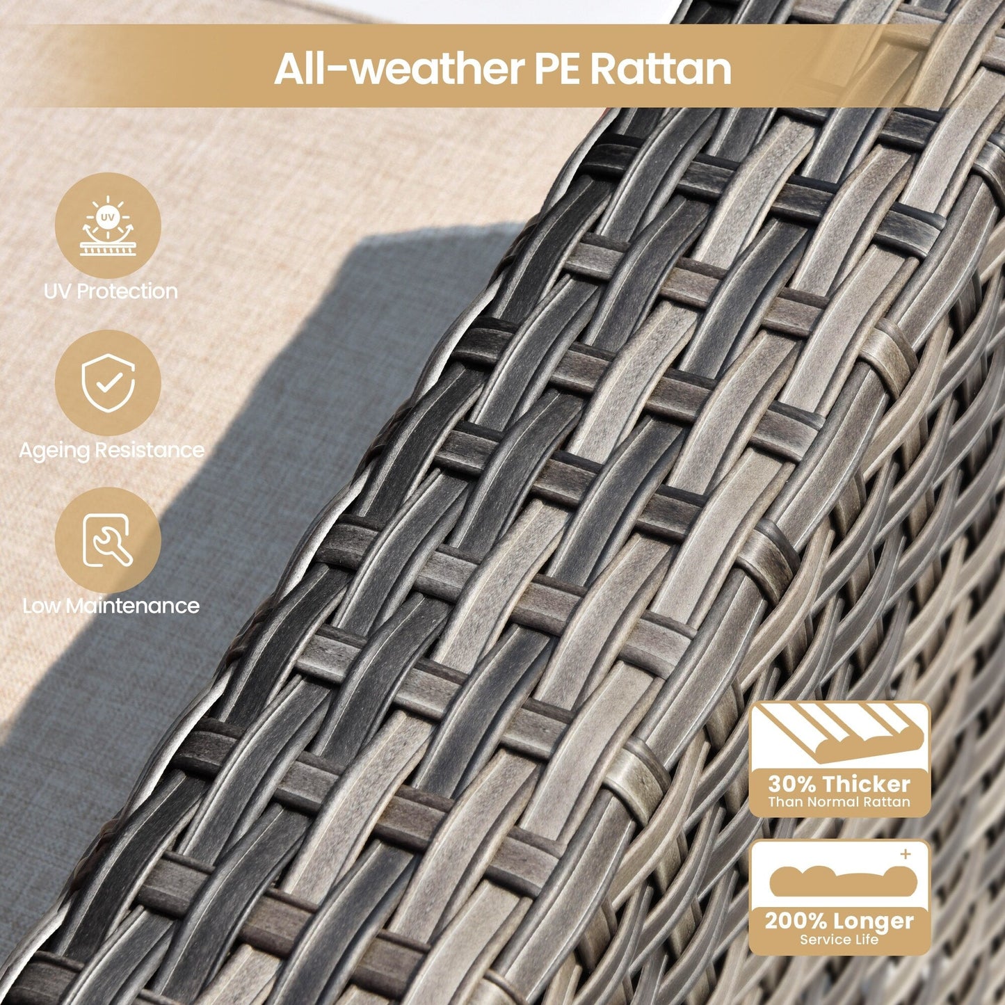 Set di mobili da giardino XIZZI da 10 pezzi con tavolo da fuoco