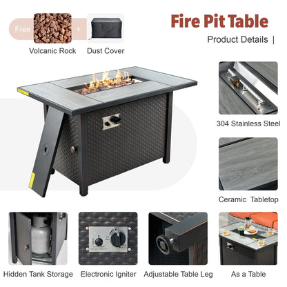 Set di mobili da giardino XIZZI da 10 pezzi con tavolo da fuoco