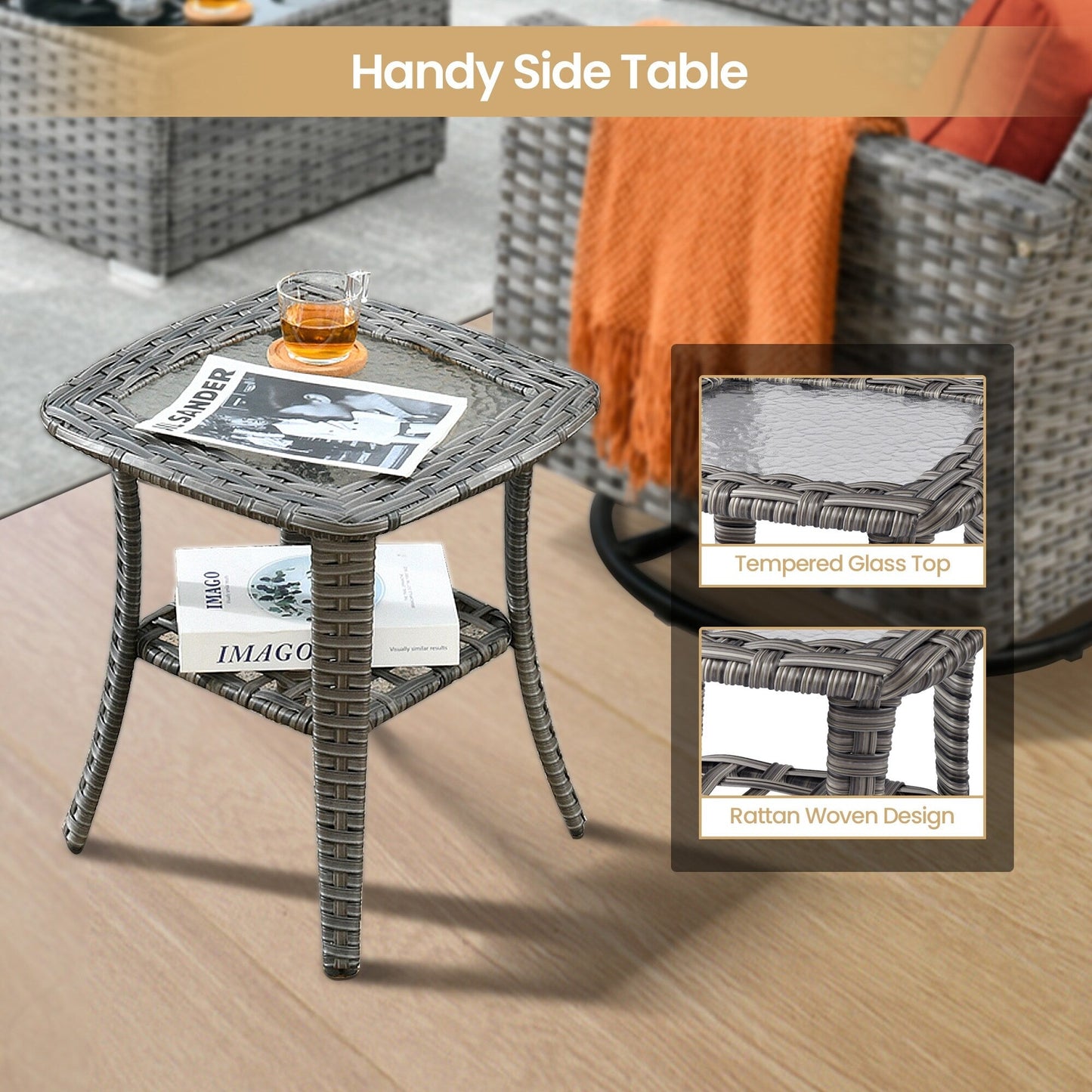 Set di mobili da giardino XIZZI da 10 pezzi con tavolo da fuoco