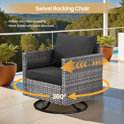 Set di mobili da giardino XIZZI da 10 pezzi con tavolo da fuoco