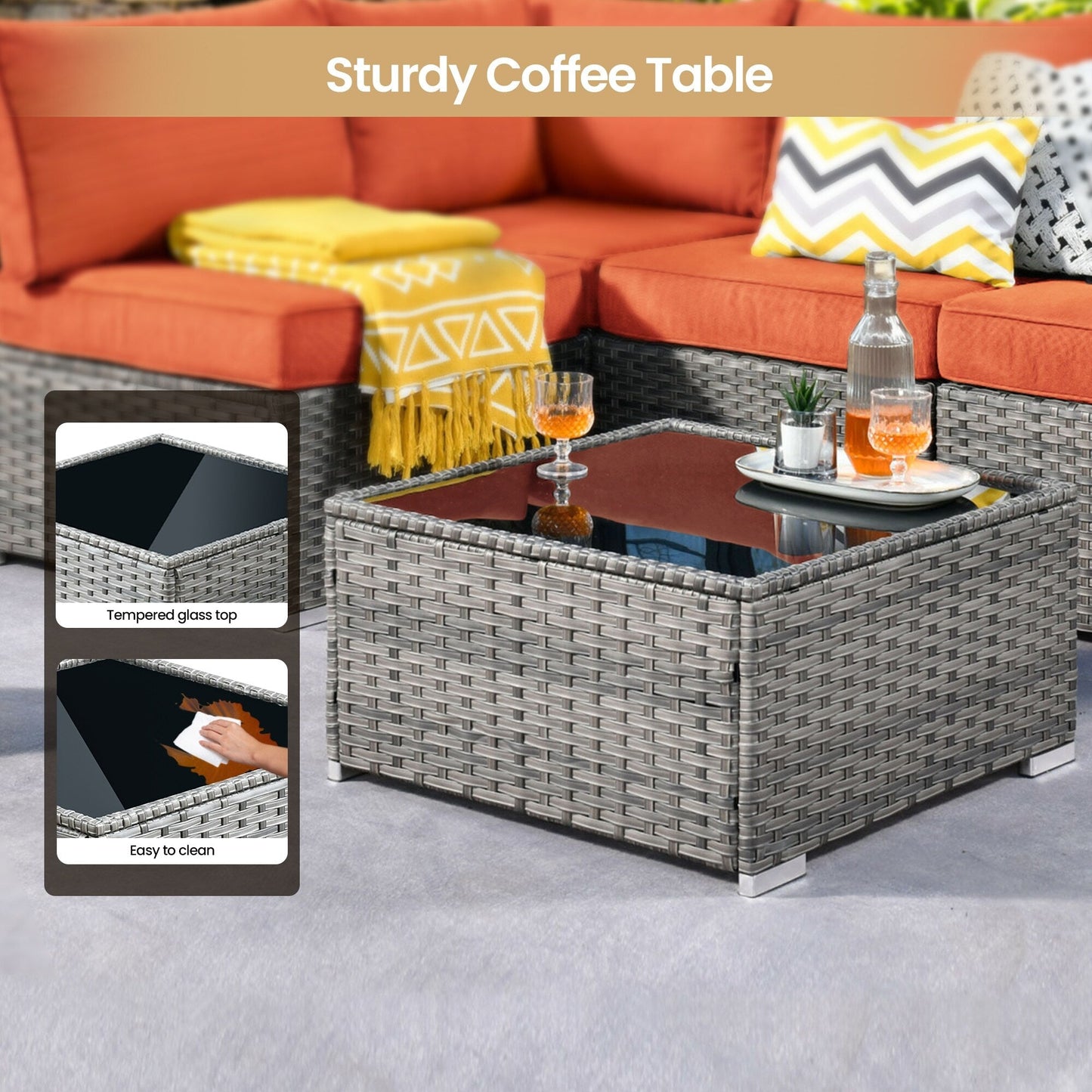 Set di mobili da giardino XIZZI da 10 pezzi con tavolo da fuoco